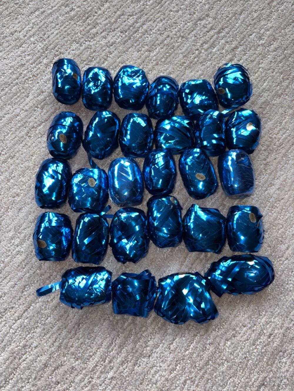 Metallic Blue Curling Ribbon Kegs - Lot of 28